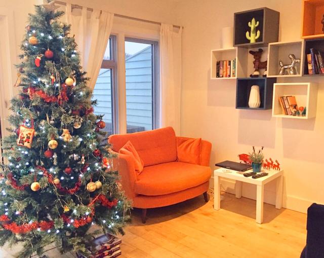The living room at Christmas