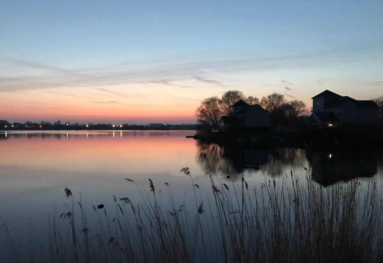 Sunset over Bradleys Lake from the deck of The Lakehouse