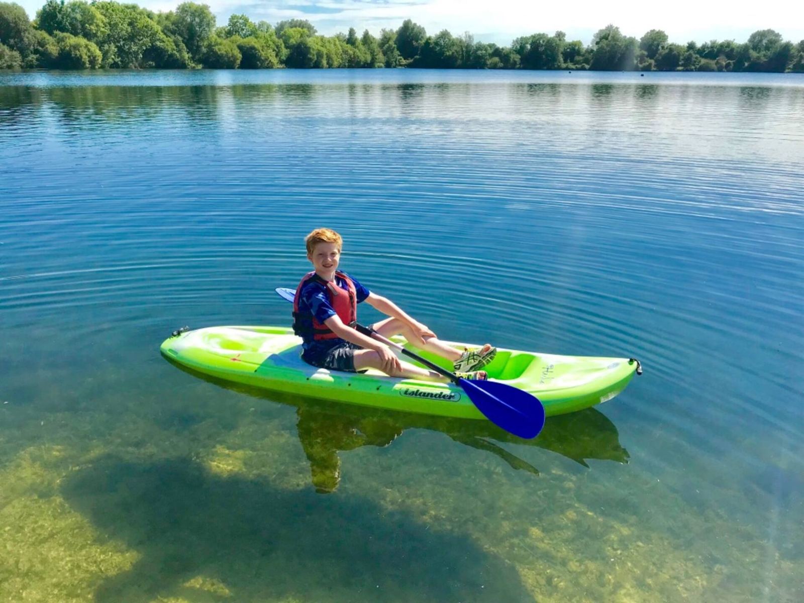 Kayaking on clear water